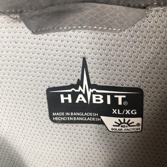 Habit Shirt Mens Extra Large Gray Long Sleeve Vented Fishing Outdoor Upf 40+ - Picture 6 of 16